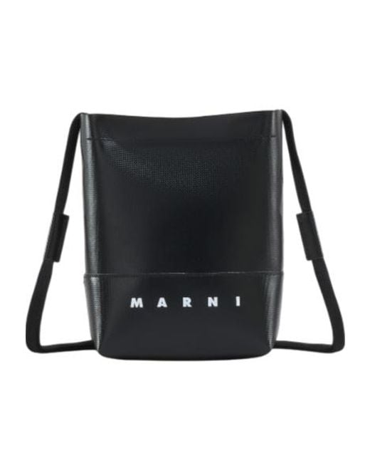 Marni Black Logo-Printed Shoulder Bag for men