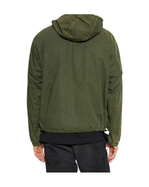 DIESEL Green J Stitch Logo Embroidered Hooded Jacket for men
