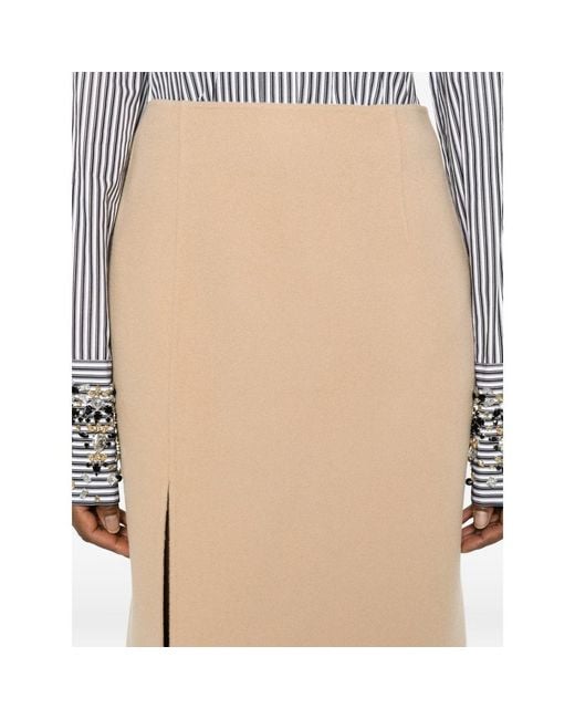 Sportmax Natural Slit Midi Skirt