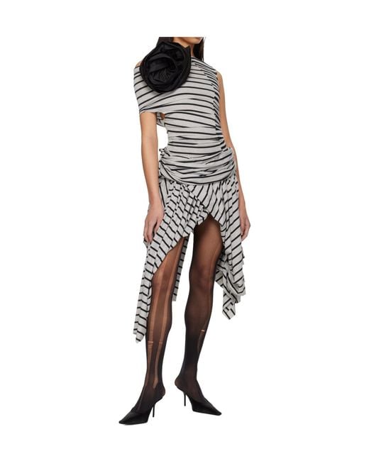 VAQUERA Gray Striped Mini Skirt
