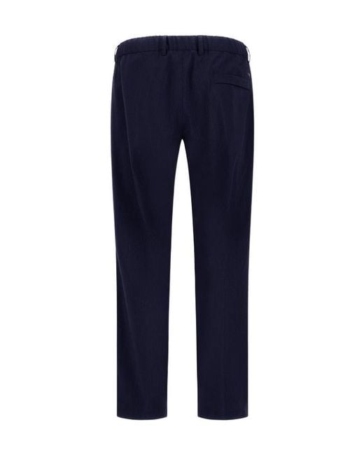 Herno Blue Pleated Tailored Trousers for men