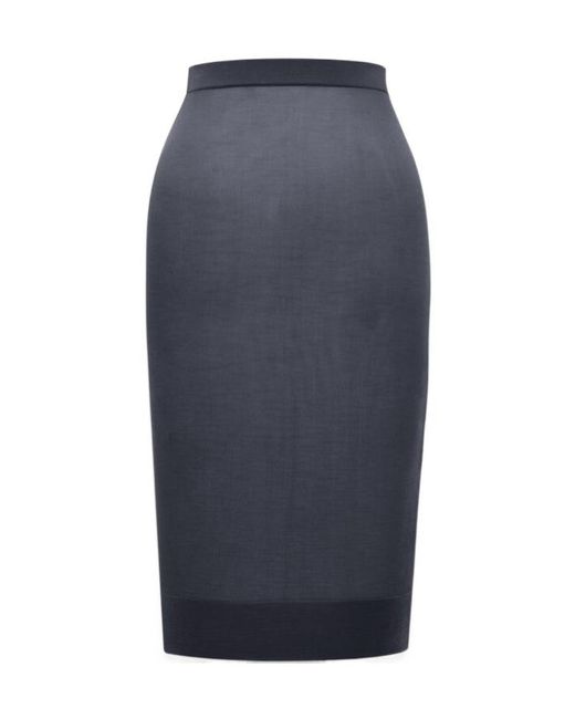 Saint Laurent Blue High Waist Knitted Pencil Skirt