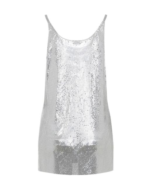 Rabanne White Embellished Sleeveless Top