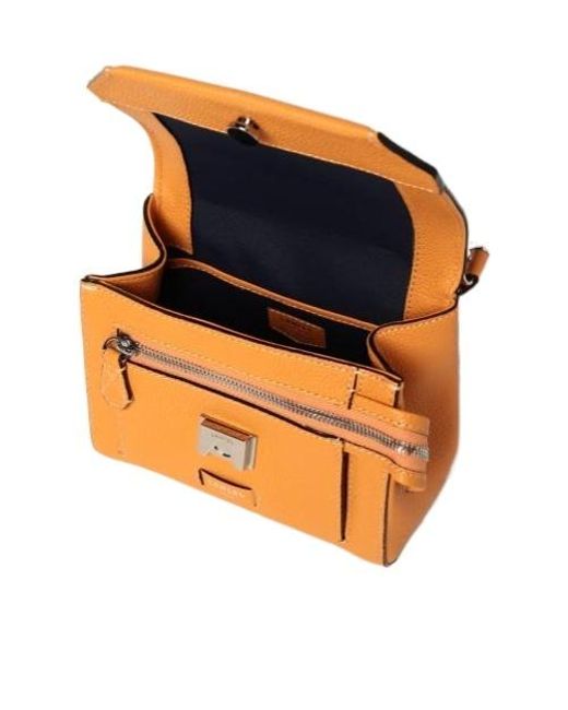 Lancel Orange Logo Detailed Chain Linked Top Handle Bag