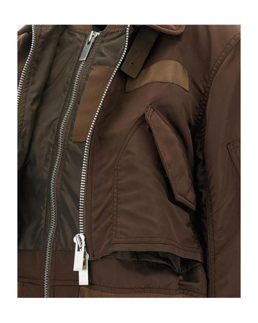 Sacai Brown Casual Zip-Up Jacket