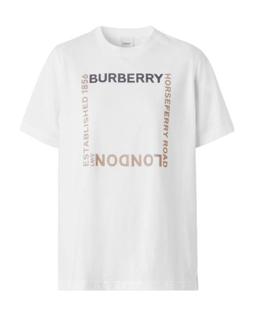 Burberry White Logo Detailed Crewneck T-Shirt