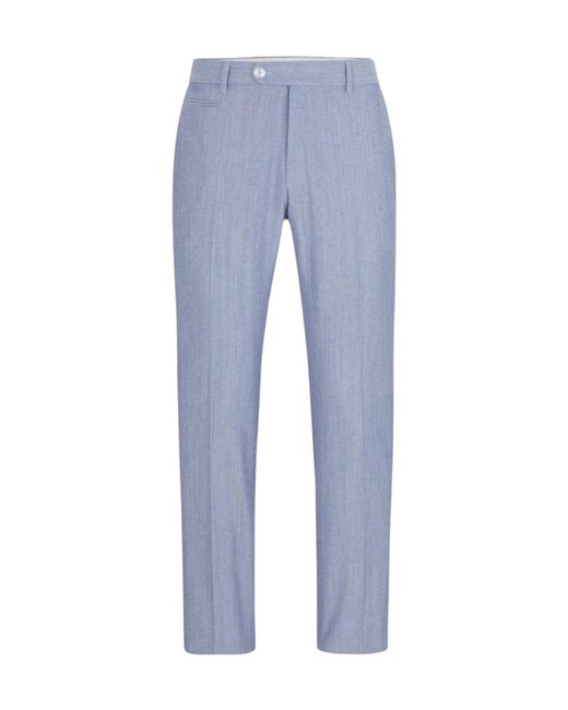 Boss Blue Logo-Print Suit Trousers for men