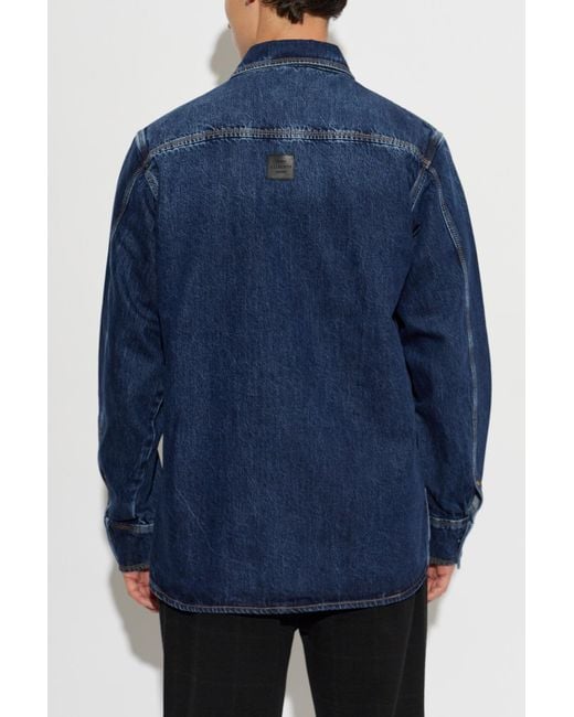 AllSaints Blue Albin Western Denim Shirt for men