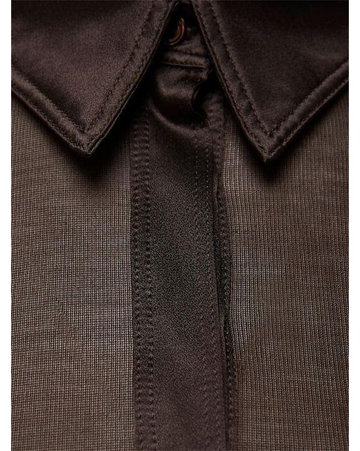 Tom Ford Brown Silk Jersey Long Sleeve Polo