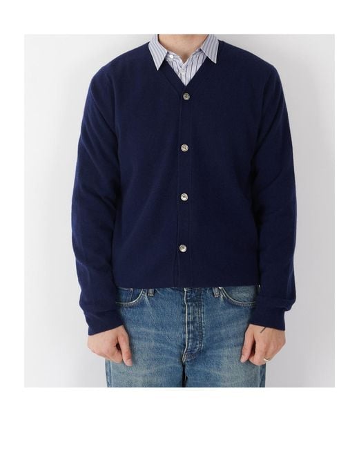 Comme des Garçons Blue V-Neck Sweater for men