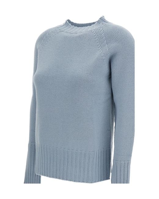 Drumohr Blue Jersey-Knit Raglan-Sleeve Sweater