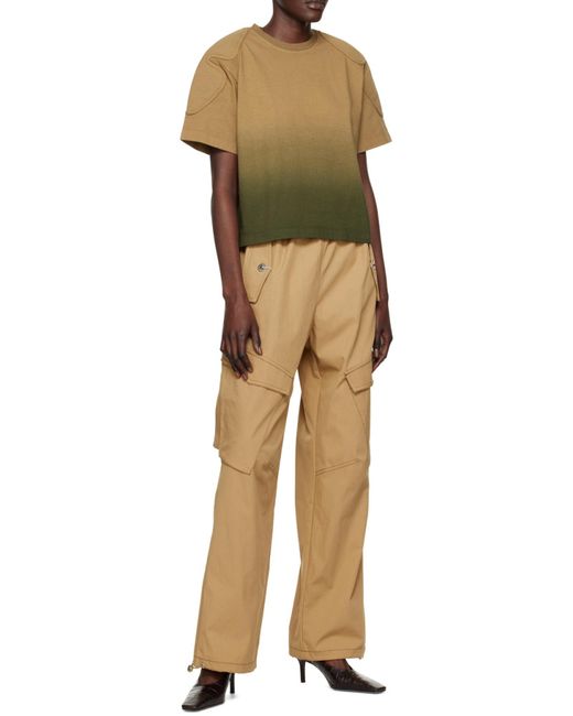 Dion Lee Green Sunfade-Effect Shoulder-Pad T-Shirt