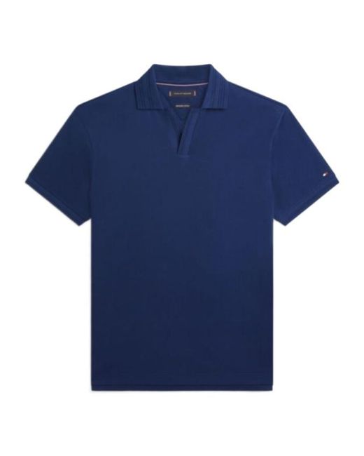 Tommy Hilfiger Blue Ribbed-Trim Polo Shirt for men