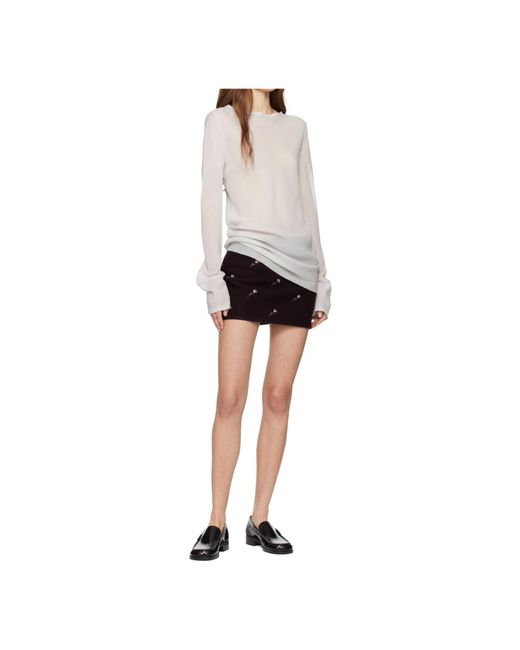 Rier White Raw-Edge Bias-Cut Top