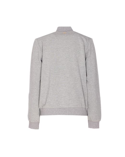 Liu Jo Gray High Neck Embellished Sweatshirt