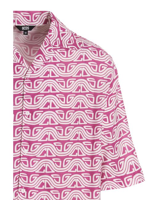 Gcds Pink Waved Logo Shirt for men