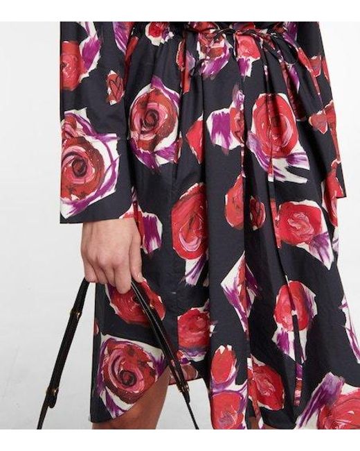 Marni Red Floral Cotton Midi Dress