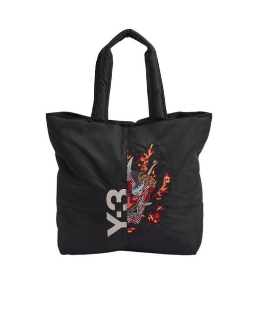 Y-3 Black Yashka Printed Tote Bag for men