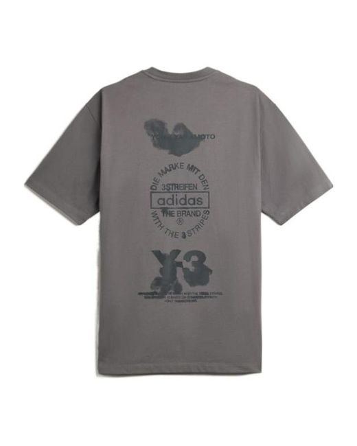 Y-3 Gray Graphic Printed Short Sleeved T-Shirt for men