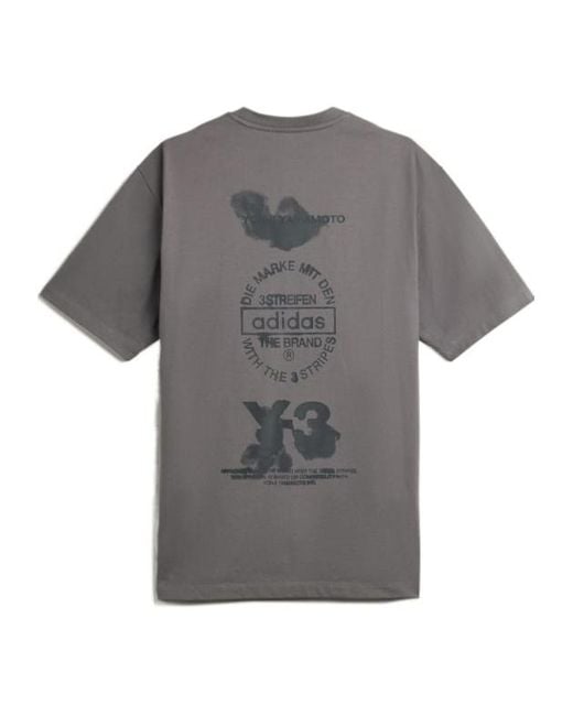 Y-3 Gray Graphic Printed Short Sleeved T-Shirt for men