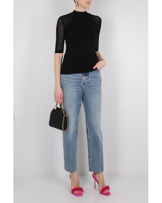 Stella McCartney Black Mesh Stitching Knitted Blouse