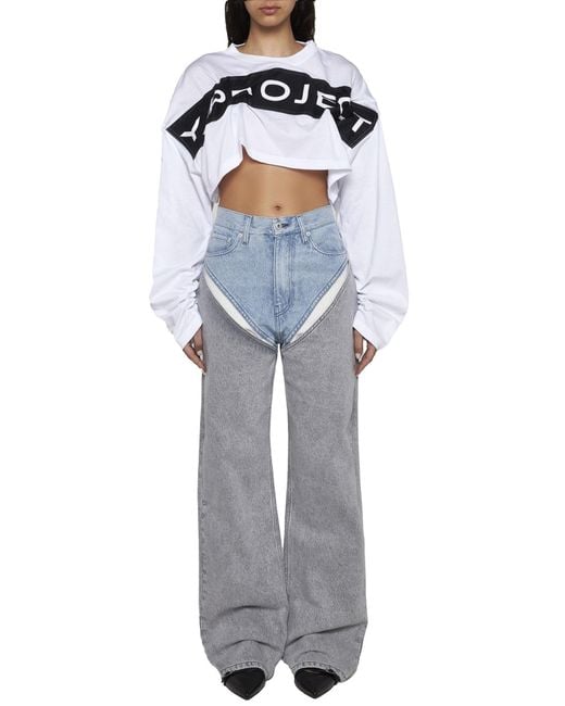 Y. Project Black Logo Detailed Cropped Top