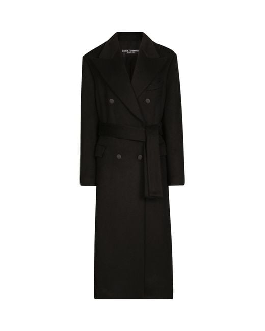 Dolce & Gabbana Black Double-Breasted Belted Coat