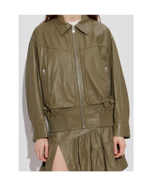 IRO Green Long-Sleeved Leather Jacket