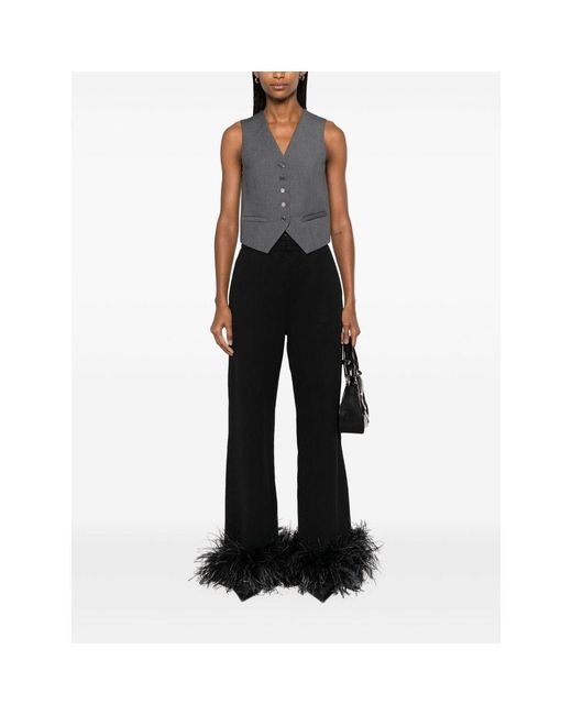 Prada Black Fluff-Edge Trousers