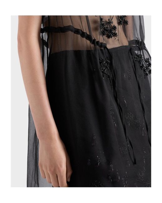 Prada Black Embroidered Silk Cigaline Dress