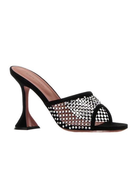 AMINA MUADDI Black Open-Toe High-Heeled Sandals