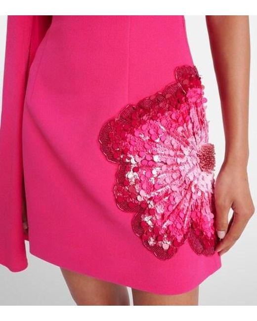 Rebecca Vallance Pink Layana Caped Embellished Minidress