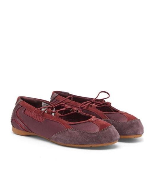 DIESEL Purple D-Mile Lace-Up Ballet Flats