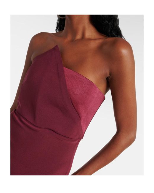 Roland Mouret Purple Asymmetric Satin Crepe Gown