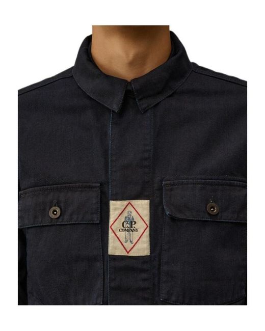 C P Company Black Coated Denim Jacket for men