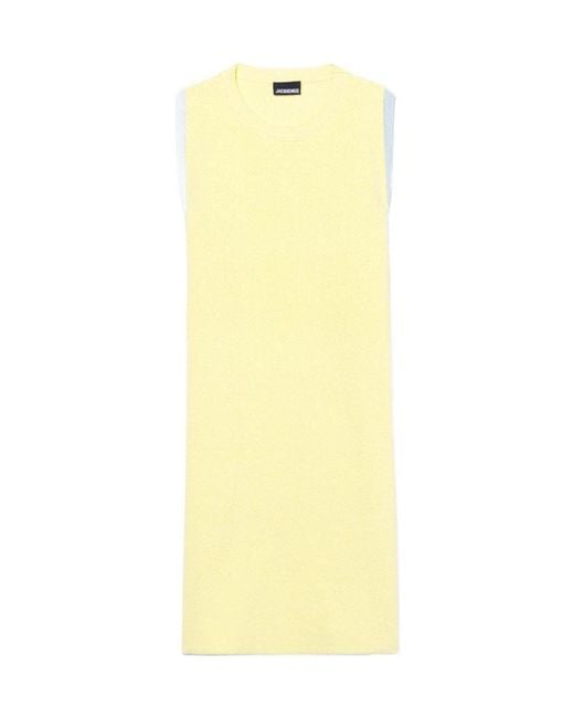 Jacquemus Yellow Bare-Shouldered Mini Dress