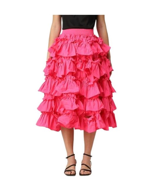 RED Valentino Red Elasticated Waistband Ruffled Skirt
