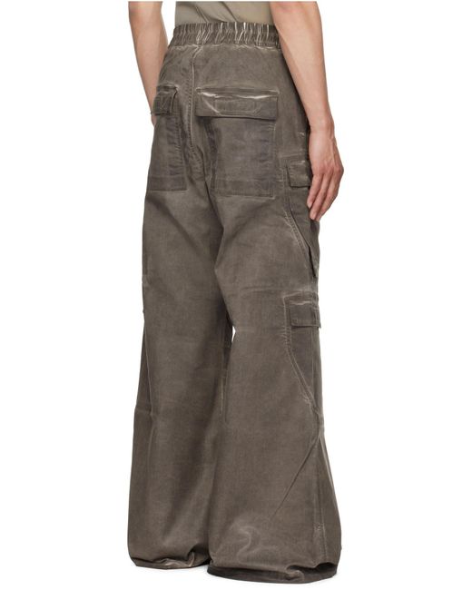 Rick Owens Gray Double Cargo Jumbo Drawstring Pants for men