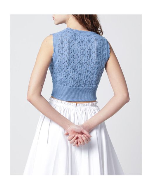 Vivienne Westwood Blue Ella Orb Embroidered Knitted Top