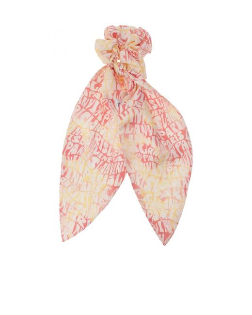 Lanvin Pink Logo-Pattern Scrunchie