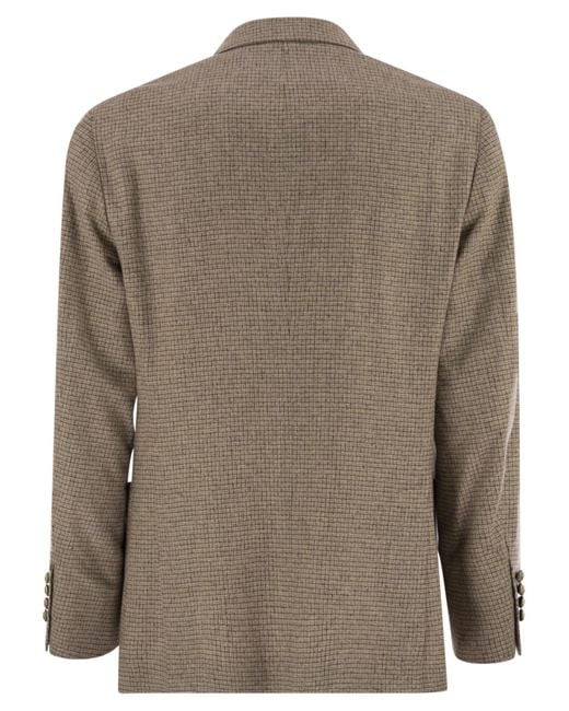 Brunello Cucinelli Brown Double-Breasted Blazer for men