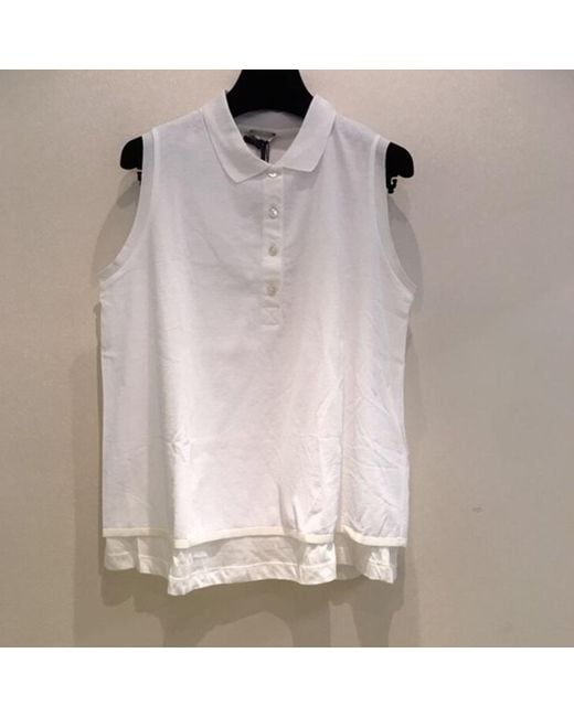 Moncler White Button Details Sleeveless Polo Shirt