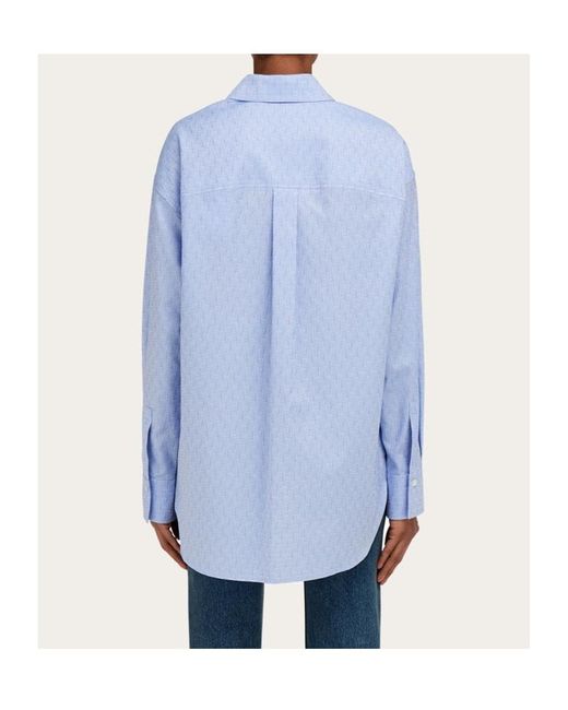 Ferragamo Blue Ferragamo Monogram Shirt
