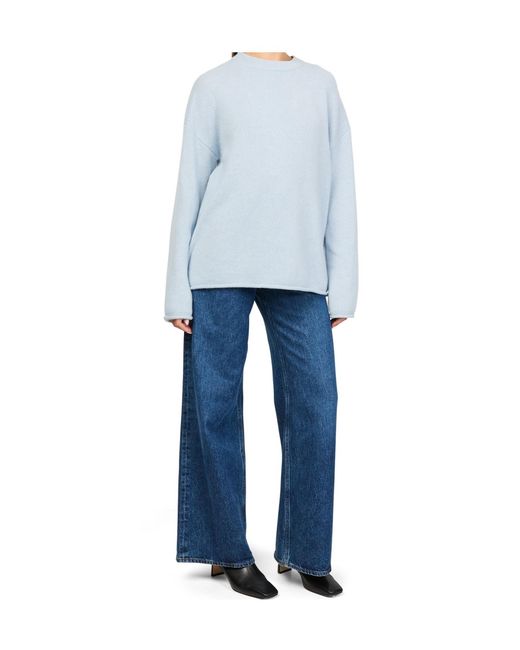 Lisa Yang Blue Crew-Neck Cashmere Sweater