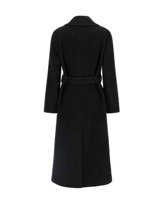 Pinko Black Belted Single-Breasted Coat