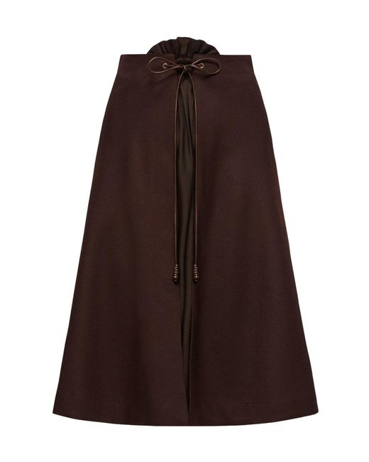 Moncler Brown Drawstring Pleated Skirt
