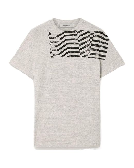 Golden Goose Deluxe Brand White Graphic Printed Crewneck T-Shirt for men
