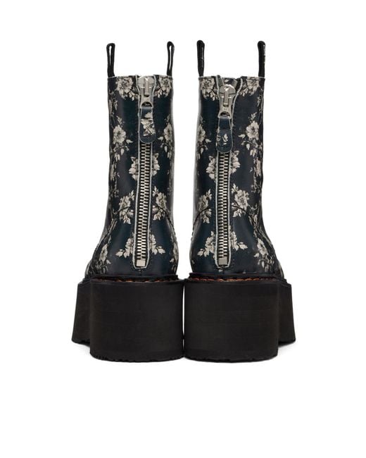 R13 Black Double Stack Print Ankle Boots