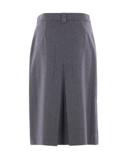 Prada Gray Pleated Midi Skirt