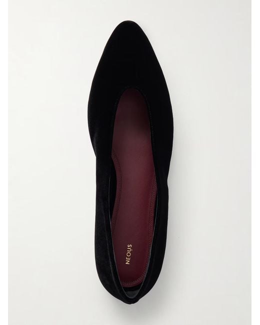 Neous Black Solid Velvet Ballet Flats